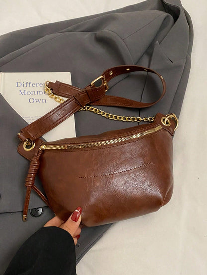 Livesso New Retro Niche Design Handbag, Women's Fashion Wide Strap Crossbody Bag, Casual Versatile Chest Bag/Waist Bag