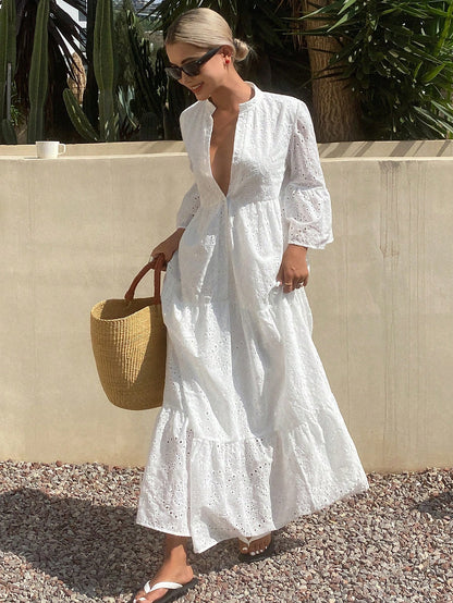Livesso Summer New Loose Casual Vacation Style Women's Midi Dress