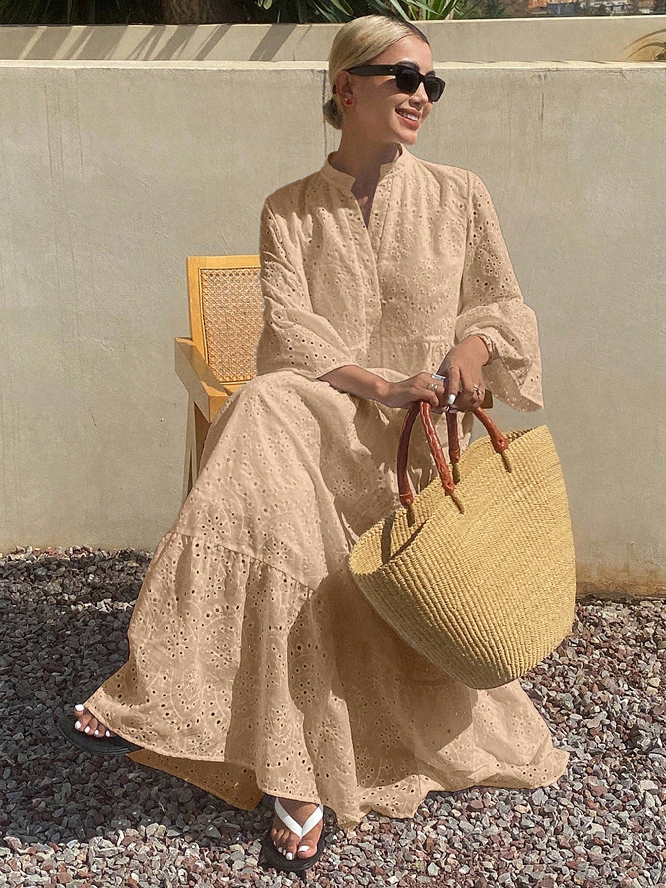 Livesso Summer New Loose Casual Vacation Style Women's Midi Dress