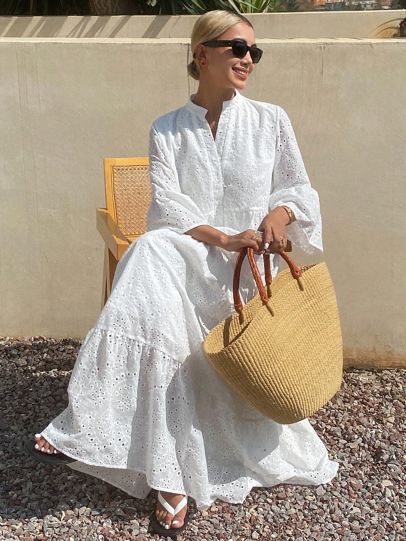 Livesso Summer New Loose Casual Vacation Style Women's Midi Dress