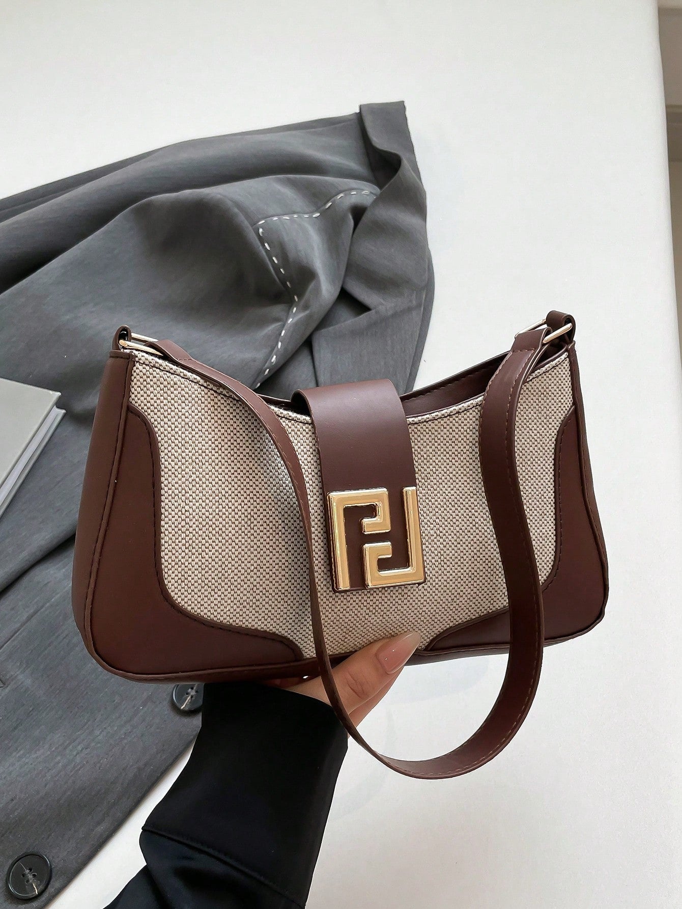 Livesso Women's Fashion Casual Commuter Shoulder Bag, Colorblock Design, Portable Crossbody Bag Suitable For Dates, Shopping, Gifts
