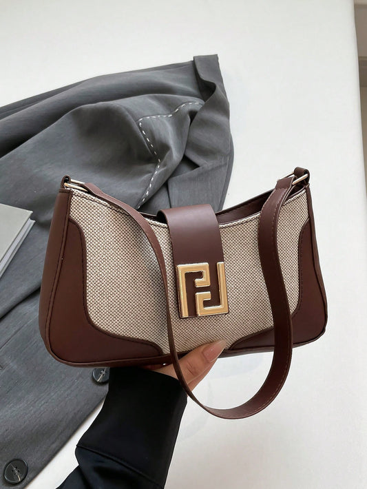 Livesso Women's Fashion Casual Commuter Shoulder Bag, Colorblock Design, Portable Crossbody Bag Suitable For Dates, Shopping, Gifts
