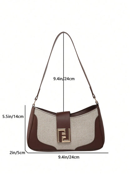 Livesso Women's Fashion Casual Commuter Shoulder Bag, Colorblock Design, Portable Crossbody Bag Suitable For Dates, Shopping, Gifts