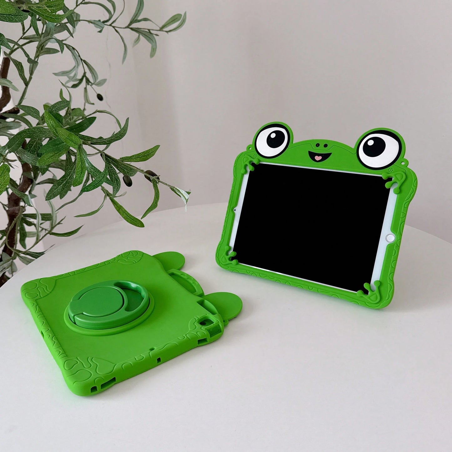 Lolla 1pc Cute Frog Protective Case Compatible With 7/8/9/Air 5/4/3/9th Gen 10.2/Pro 11/Mini 7/Air 6//A7/8/9 Full Coverage Silicone Tablet Shell, Aesthetic, Back To School
