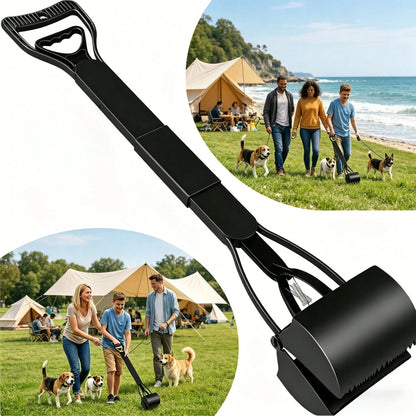 Long-Handled Dog Pick-Up Shovel Set (3pcs)| Including 20 Garbage Bags+Bone Receiver| Foldable And Portable| Cleaning Large And Medium-Sized Dog Feces| Suitable For Courtyard Lawn.