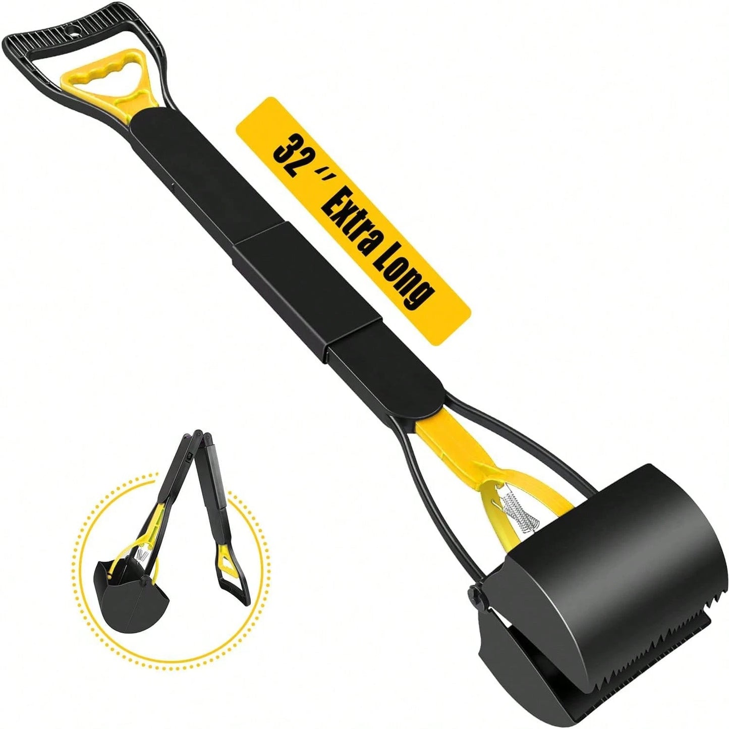 Long-Handled Dog Pick-Up Shovel Set (3pcs)| Including 20 Garbage Bags+Bone Receiver| Foldable And Portable| Cleaning Large And Medium-Sized Dog Feces| Suitable For Courtyard Lawn.