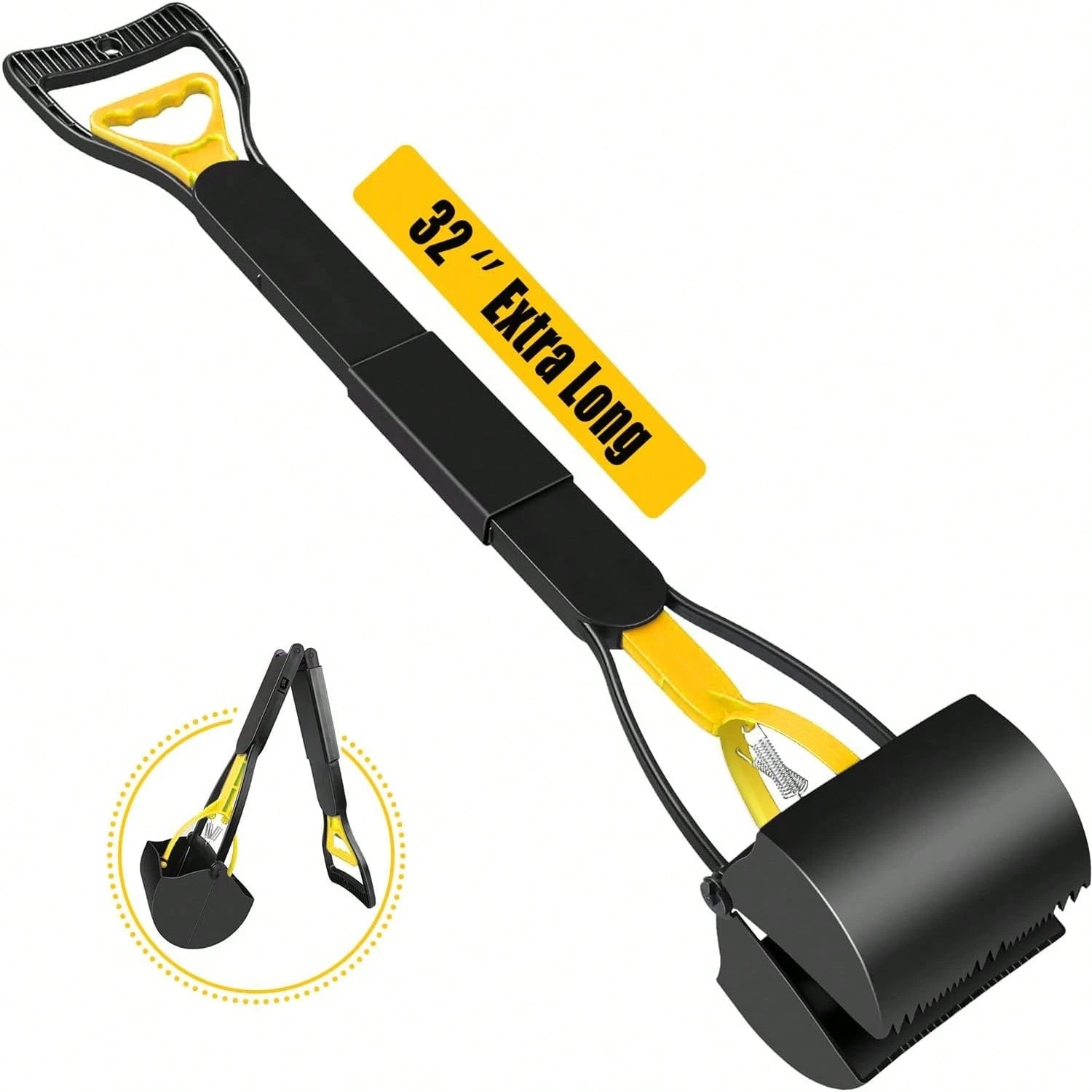 Long-Handled Dog Pick-Up Shovel Set (3pcs)| Including 20 Garbage Bags+Bone Receiver| Foldable And Portable| Cleaning Large And Medium-Sized Dog Feces| Suitable For Courtyard Lawn.