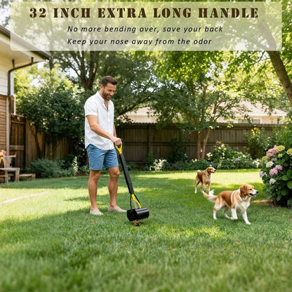 Long-Handled Dog Pick-Up Shovel Set (3pcs)| Including 20 Garbage Bags+Bone Receiver| Foldable And Portable| Cleaning Large And Medium-Sized Dog Feces| Suitable For Courtyard Lawn.