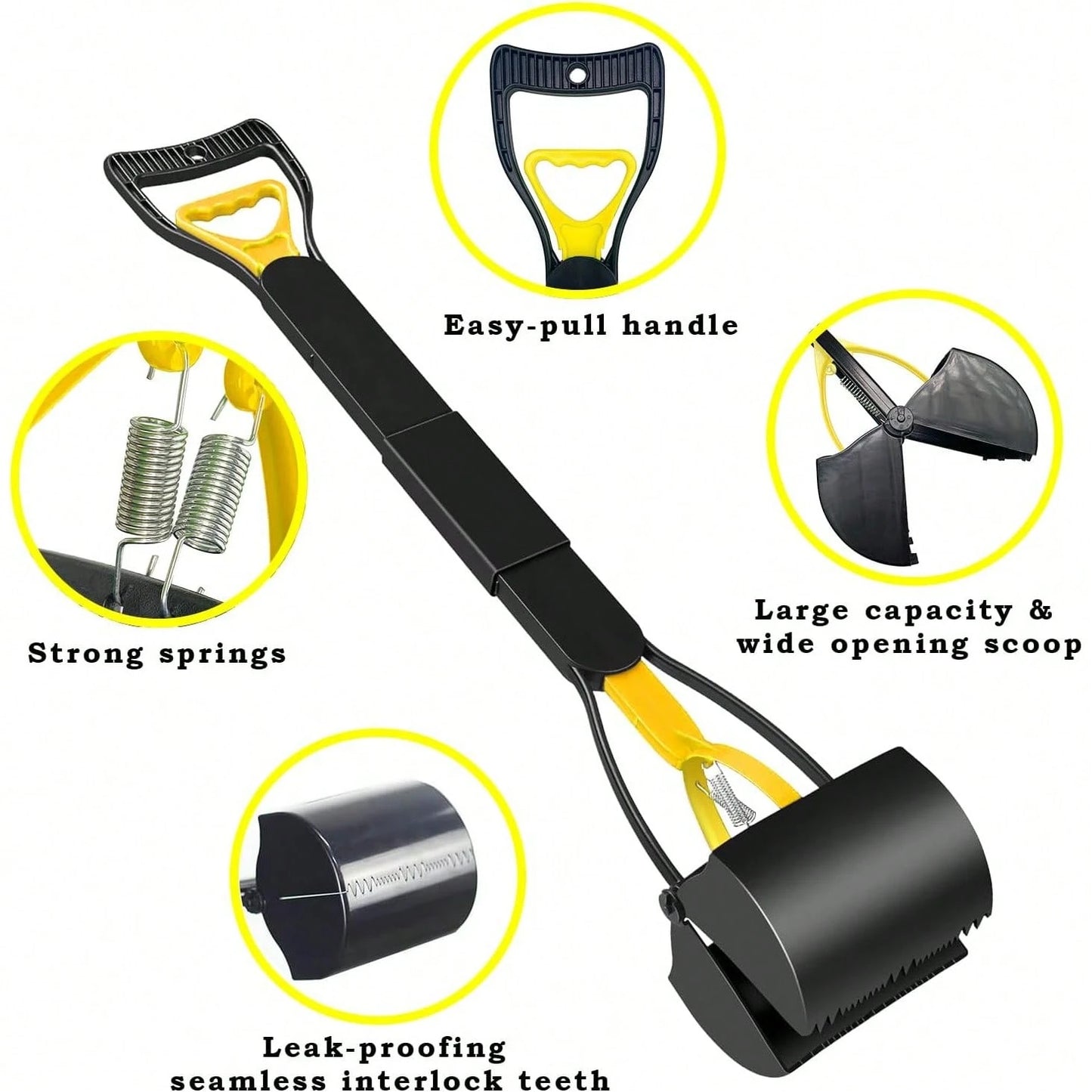 Long-Handled Dog Pick-Up Shovel Set (3pcs)| Including 20 Garbage Bags+Bone Receiver| Foldable And Portable| Cleaning Large And Medium-Sized Dog Feces| Suitable For Courtyard Lawn.