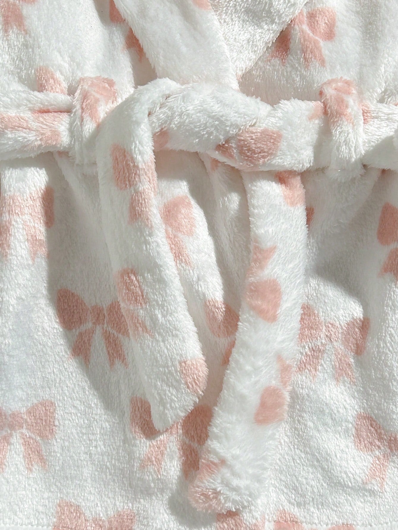 Loomiva Newborn Baby Pajamas Pink Bow Print Belted Long Sleeve Tie-Up Robe Comfortable Loungewear Set, Suitable For Home Wear