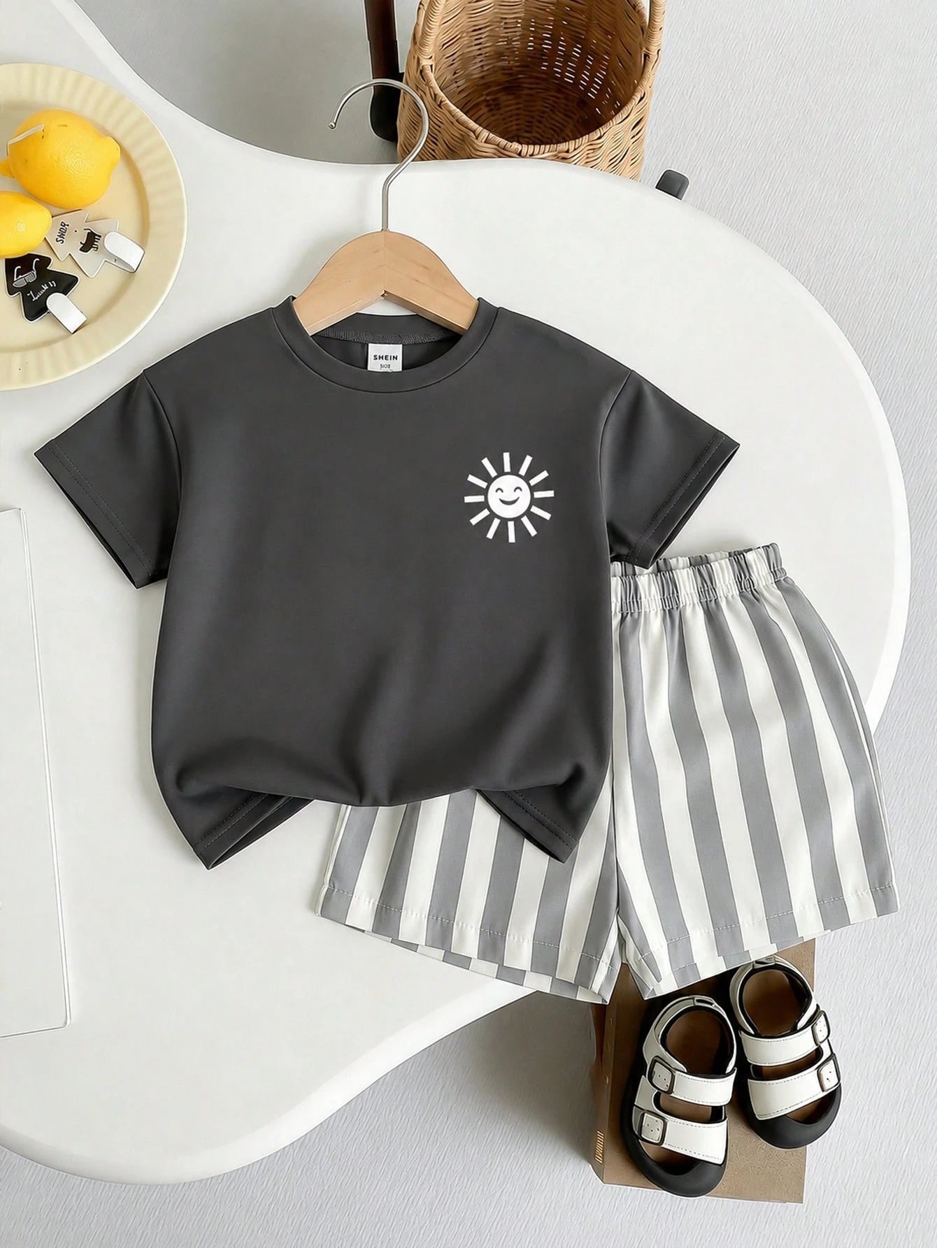 LOONEY TUNES X GraphicGems Baby Boys' Two-Piece Set: Cute Cartoon Character Taz Print Squishy Short-Sleeved Top T-Shirt Shorts Set. Summer Clothing For Toddlers' Casual Alt