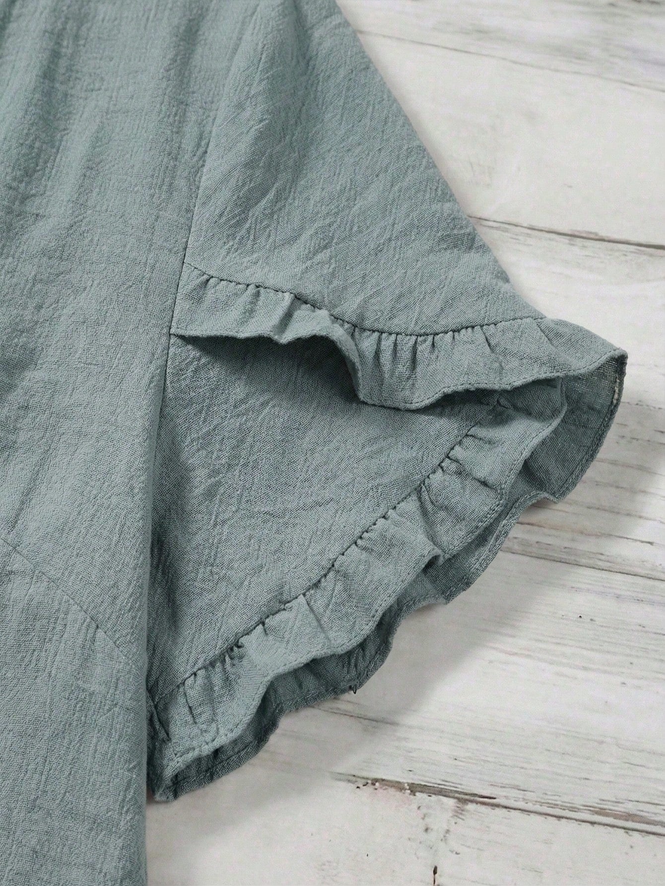 LUNE CURVE Plus Size Woven Casual Boho Resort Daily Vacation Commuting And Office Wear Summer Women's Shirt Dusty Blue
