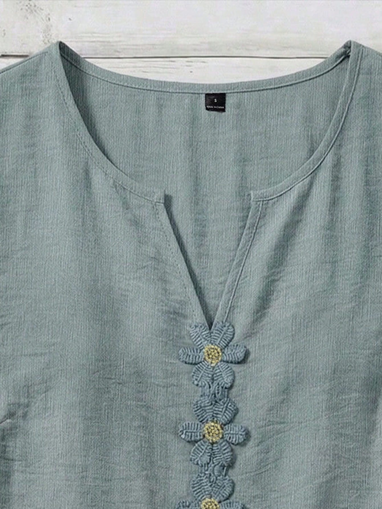 LUNE CURVE Plus Size Woven Casual Boho Resort Daily Vacation Commuting And Office Wear Summer Women's Shirt Dusty Blue