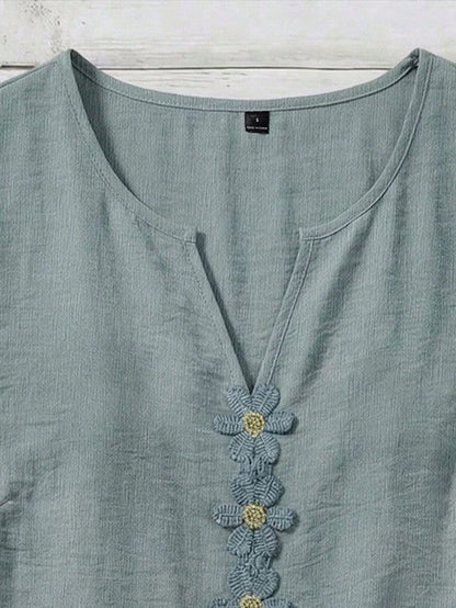 LUNE CURVE Plus Size Woven Casual Boho Resort Daily Vacation Commuting And Office Wear Summer Women's Shirt Dusty Blue