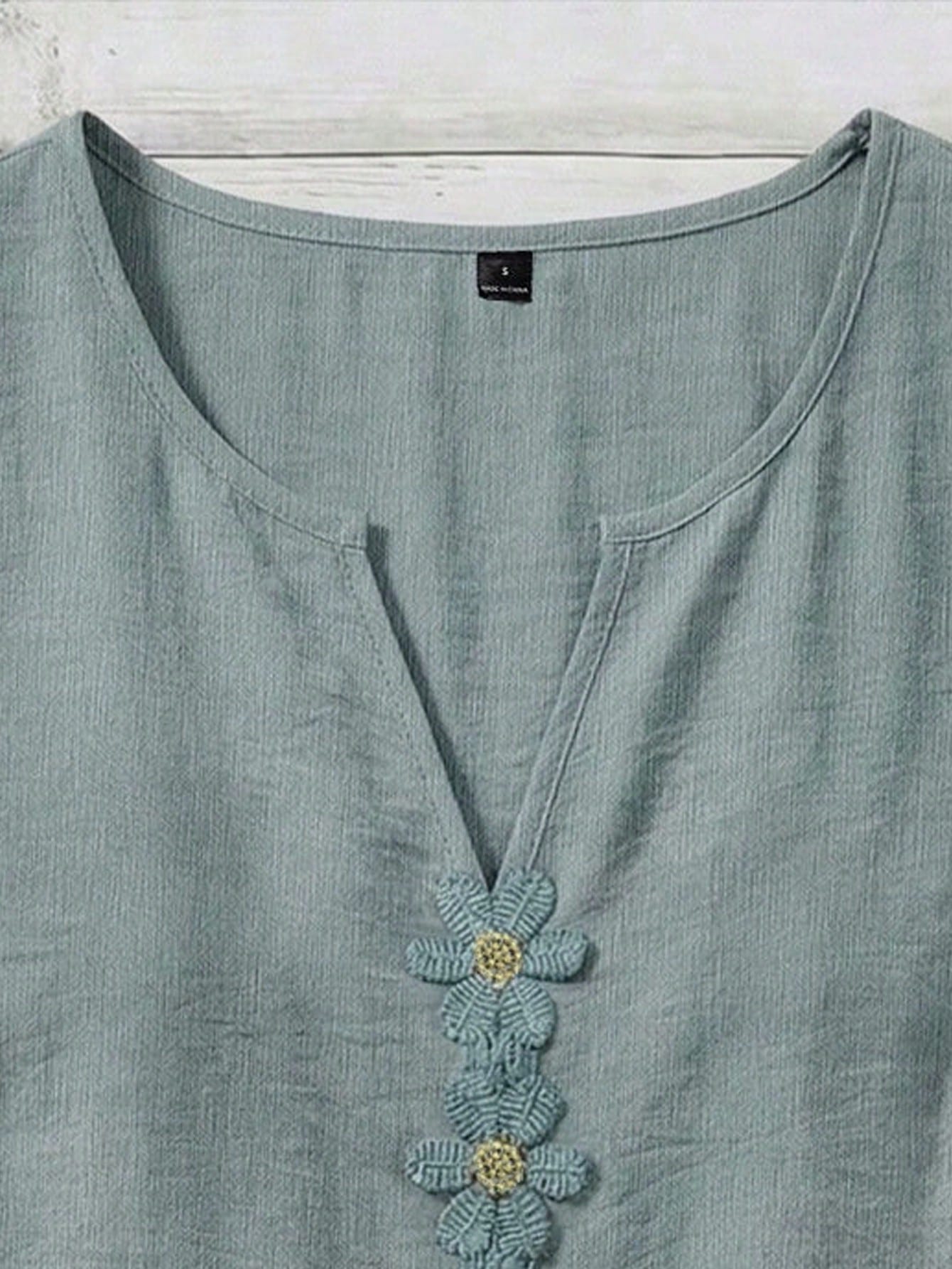 LUNE CURVE Plus Size Woven Casual Boho Resort Daily Vacation Commuting And Office Wear Summer Women's Shirt Dusty Blue