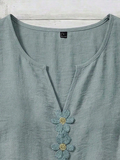 LUNE CURVE Plus Size Woven Casual Boho Resort Daily Vacation Commuting And Office Wear Summer Women's Shirt Dusty Blue