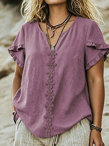 LUNE CURVE Plus Size Woven Casual Boho Resort Daily Vacation Commuting And Office Wear Summer Women's Shirt Dusty Blue