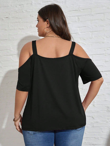 LUNE Plus Cold Shoulder Solid Tee