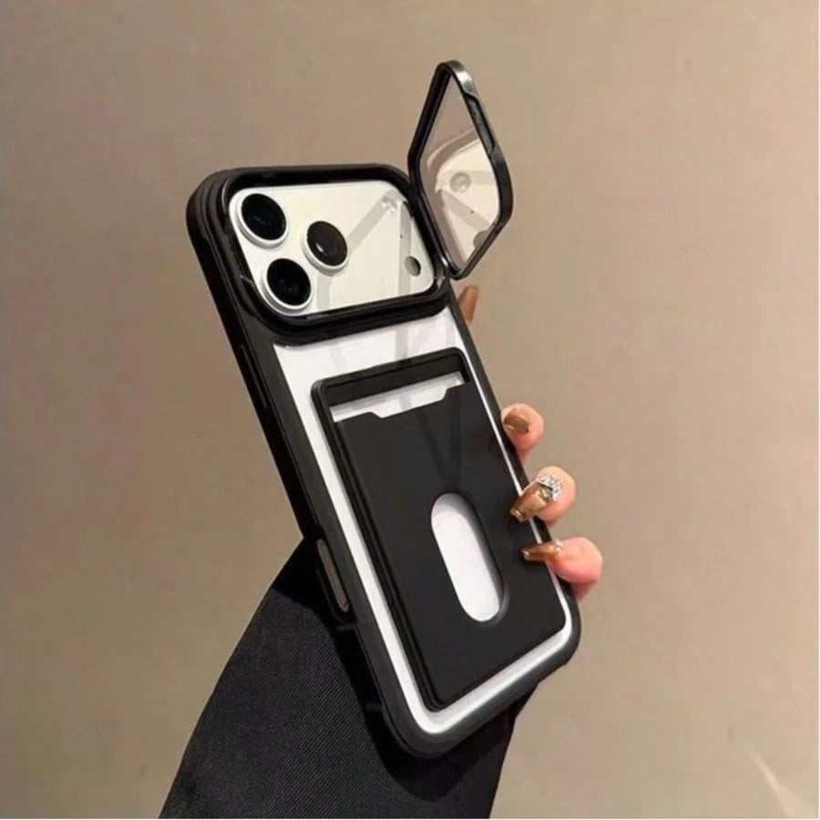 Luxury Card Holder Lens Frame Bracket Phone Case Compatible With IPhone 17 Pro Max 17 16 15 14 Plus 13 12 Pro Max 11 Shockproof Armor Protective Cover With Lens Glass