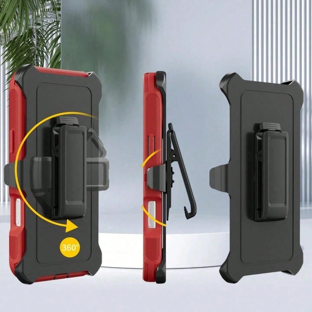 Luxury Dark Purple Case With Invisible Magnetic Charging & Detachable Belt Clip For IPhone 17-14 Pro Max, Fashion Hybrid Anti-Drop Shockproof Cover