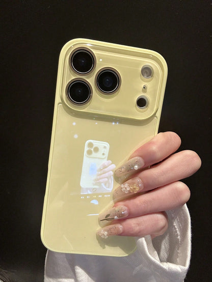 Luxury Glossy Glass Phone Case Compatible With IPhone 17 Pro Max, 16, 15, 14, 13, 12, 11 Pro Max, Lens Protection, Minimalist Solid Color, Cute, Elegant Phone Case Compatible With IPhone 17 Pro Max, 1