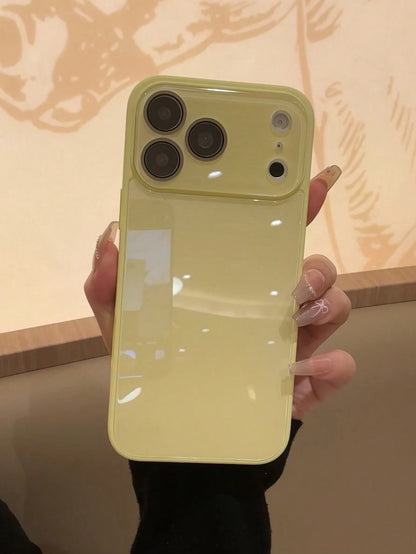 Luxury Glossy Glass Phone Case Compatible With IPhone 17 Pro Max, 16, 15, 14, 13, 12, 11 Pro Max, Lens Protection, Minimalist Solid Color, Cute, Elegant Phone Case Compatible With IPhone 17 Pro Max, 1