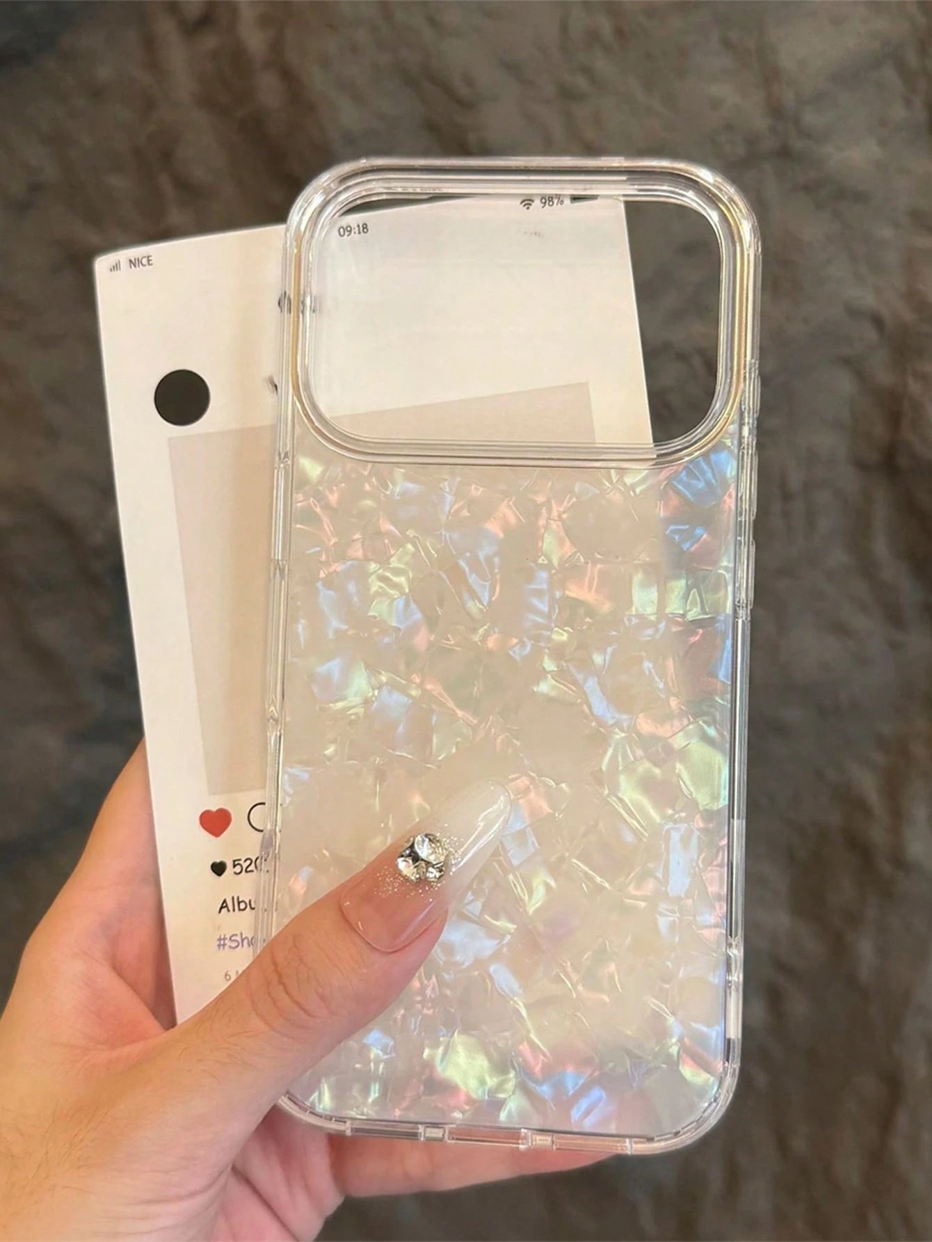 Luxury Laser Aurora Shell Pattern Phone Case, Compatible With IPhone 17 Pro Max, 17 Pro, 16 Pro Max, 15, 14 Pro, 13, 12 Pro, 14, 16 Plus, 17 Air, 11, 13, Shock-Resistant Protective Frame