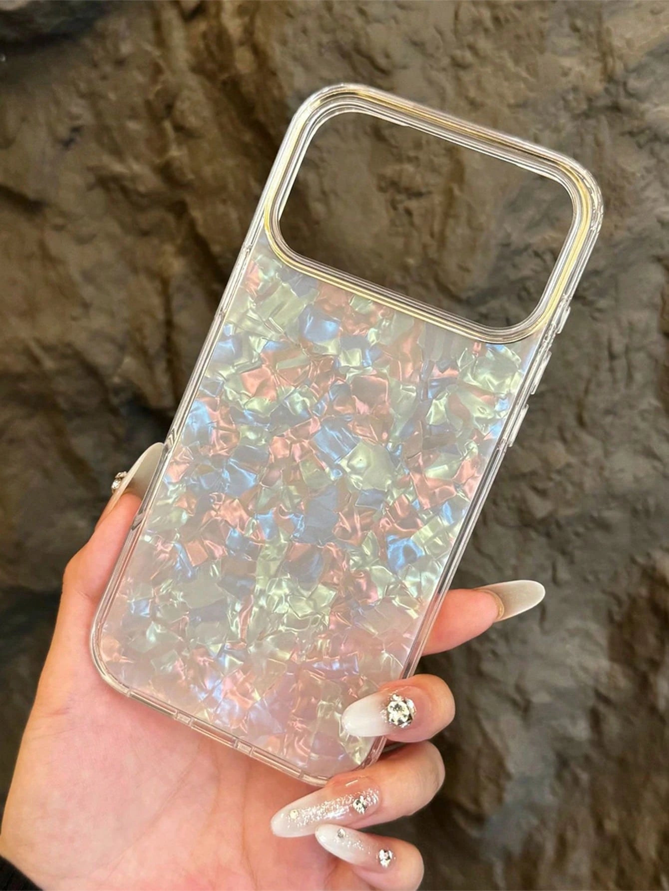 Luxury Laser Aurora Shell Pattern Phone Case, Compatible With IPhone 17 Pro Max, 17 Pro, 16 Pro Max, 15, 14 Pro, 13, 12 Pro, 14, 16 Plus, 17 Air, 11, 13, Shock-Resistant Protective Frame