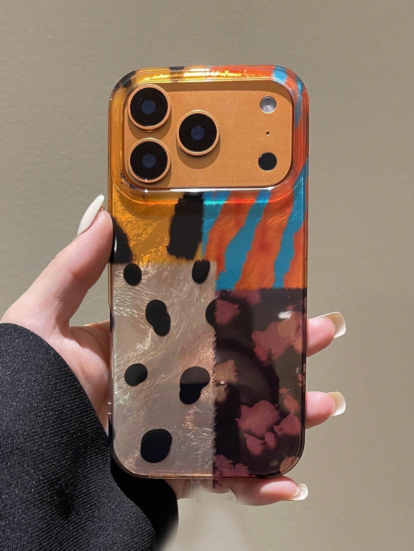 Luxury Patchwork Elements Fashion Leopard Print Patchwork Wavy Eagle Claw Tiger Stripe Phone Case, Compatible With IPhone 17 Pro Max, 17 Pro, 17 Air, 17, 12, 13, 14, 15, 16 Pro Max, 14 Plus, 15 Plus