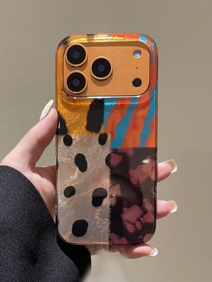 Luxury Patchwork Elements Fashion Leopard Print Patchwork Wavy Eagle Claw Tiger Stripe Phone Case, Compatible With IPhone 17 Pro Max, 17 Pro, 17 Air, 17, 12, 13, 14, 15, 16 Pro Max, 14 Plus, 15 Plus
