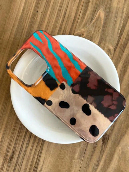 Luxury Patchwork Elements Fashion Leopard Print Patchwork Wavy Eagle Claw Tiger Stripe Phone Case, Compatible With IPhone 17 Pro Max, 17 Pro, 17 Air, 17, 12, 13, 14, 15, 16 Pro Max, 14 Plus, 15 Plus