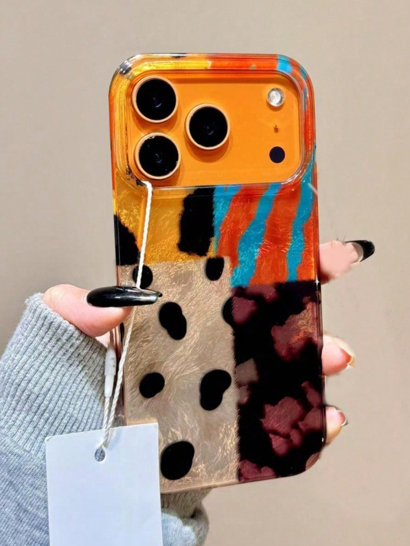 Luxury Patchwork Elements Fashion Leopard Print Patchwork Wavy Eagle Claw Tiger Stripe Phone Case, Compatible With IPhone 17 Pro Max, 17 Pro, 17 Air, 17, 12, 13, 14, 15, 16 Pro Max, 14 Plus, 15 Plus