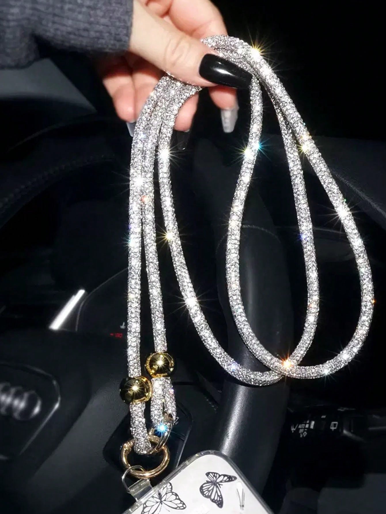 Luxury Rhinestone Lanyard, Long Crossbody Phone Strap, Can Be Used As Shoulder Or Backpack Hanger, Bag Decor Phone Cord