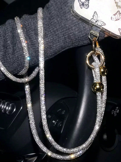 Luxury Rhinestone Lanyard, Long Crossbody Phone Strap, Can Be Used As Shoulder Or Backpack Hanger, Bag Decor Phone Cord