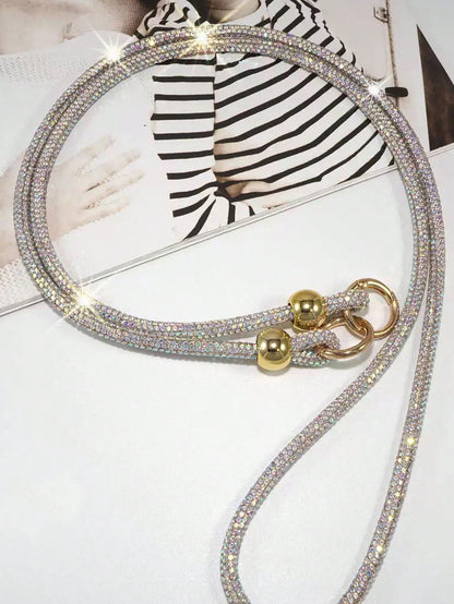 Luxury Rhinestone Lanyard, Long Crossbody Phone Strap, Can Be Used As Shoulder Or Backpack Hanger, Bag Decor Phone Cord