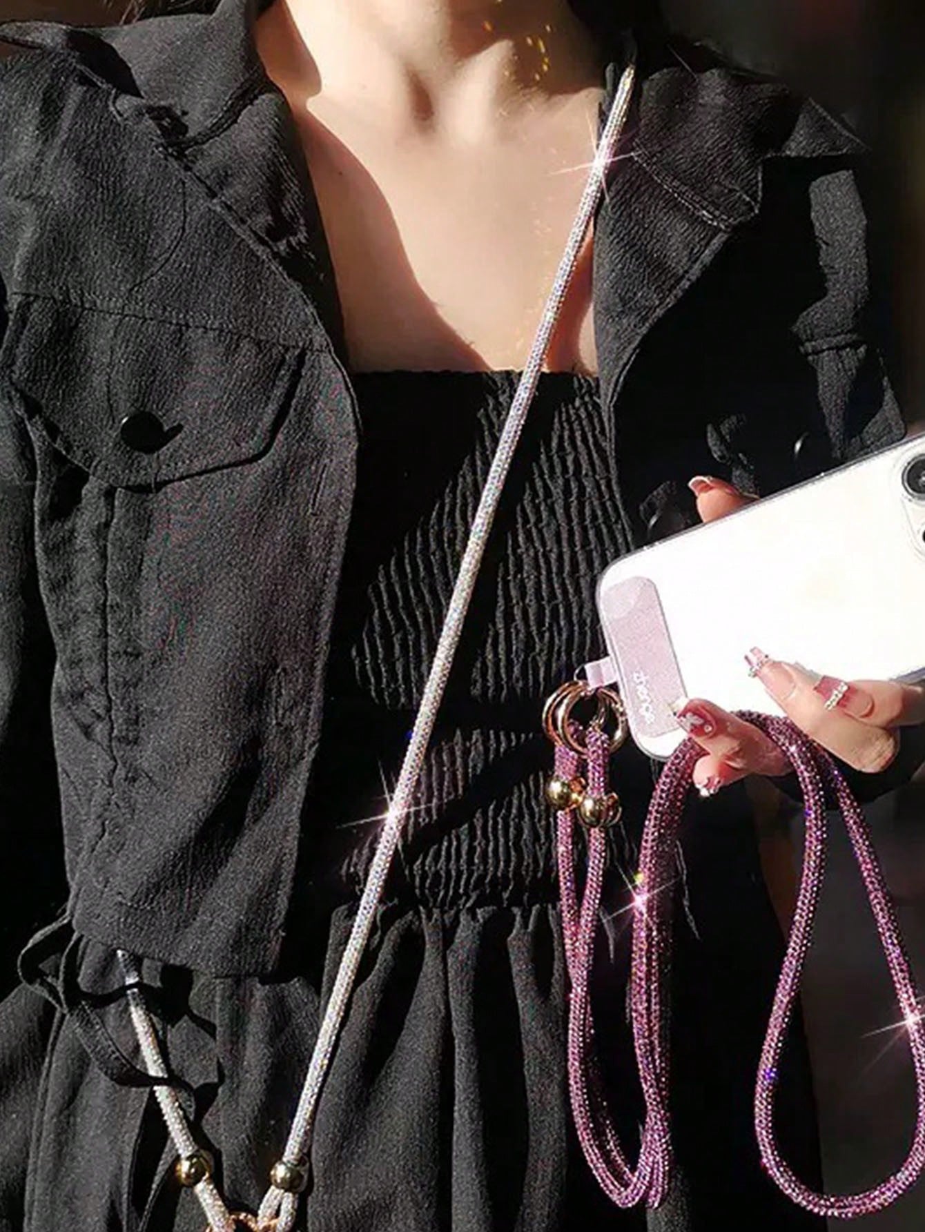 Luxury Rhinestone Lanyard, Long Crossbody Phone Strap, Can Be Used As Shoulder Or Backpack Hanger, Bag Decor Phone Cord