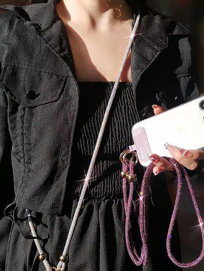 Luxury Rhinestone Lanyard, Long Crossbody Phone Strap, Can Be Used As Shoulder Or Backpack Hanger, Bag Decor Phone Cord