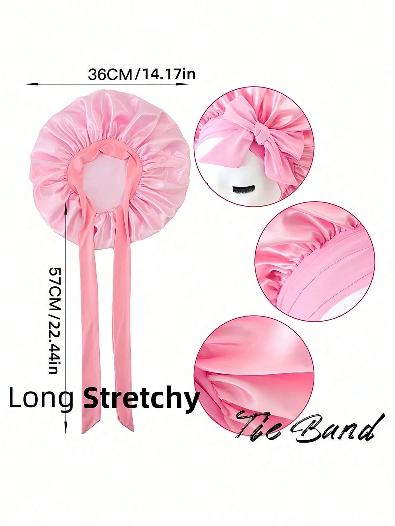 Luxury Satin Silk Headscarf With Adjustable Tie, Lightweight Hair Protection Cap, Suitable For All-Night Wear, Comfortable Hair Care And Washing, Unisex Bowknot Faux Silk Wide-Brim Sleep Cap Headscarf
