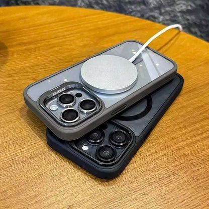 Luxury Transparent Magnetic Phone Case For IPhone 17 Pro Max 16/15/14 Plus, Rotating Camera Stand Holder,Full Protection Anti-Scratch Shockproof Cover