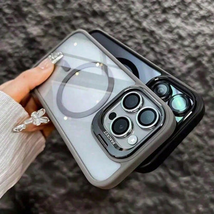 Luxury Transparent Magnetic Phone Case For IPhone 17 Pro Max 16/15/14 Plus, Rotating Camera Stand Holder,Full Protection Anti-Scratch Shockproof Cover