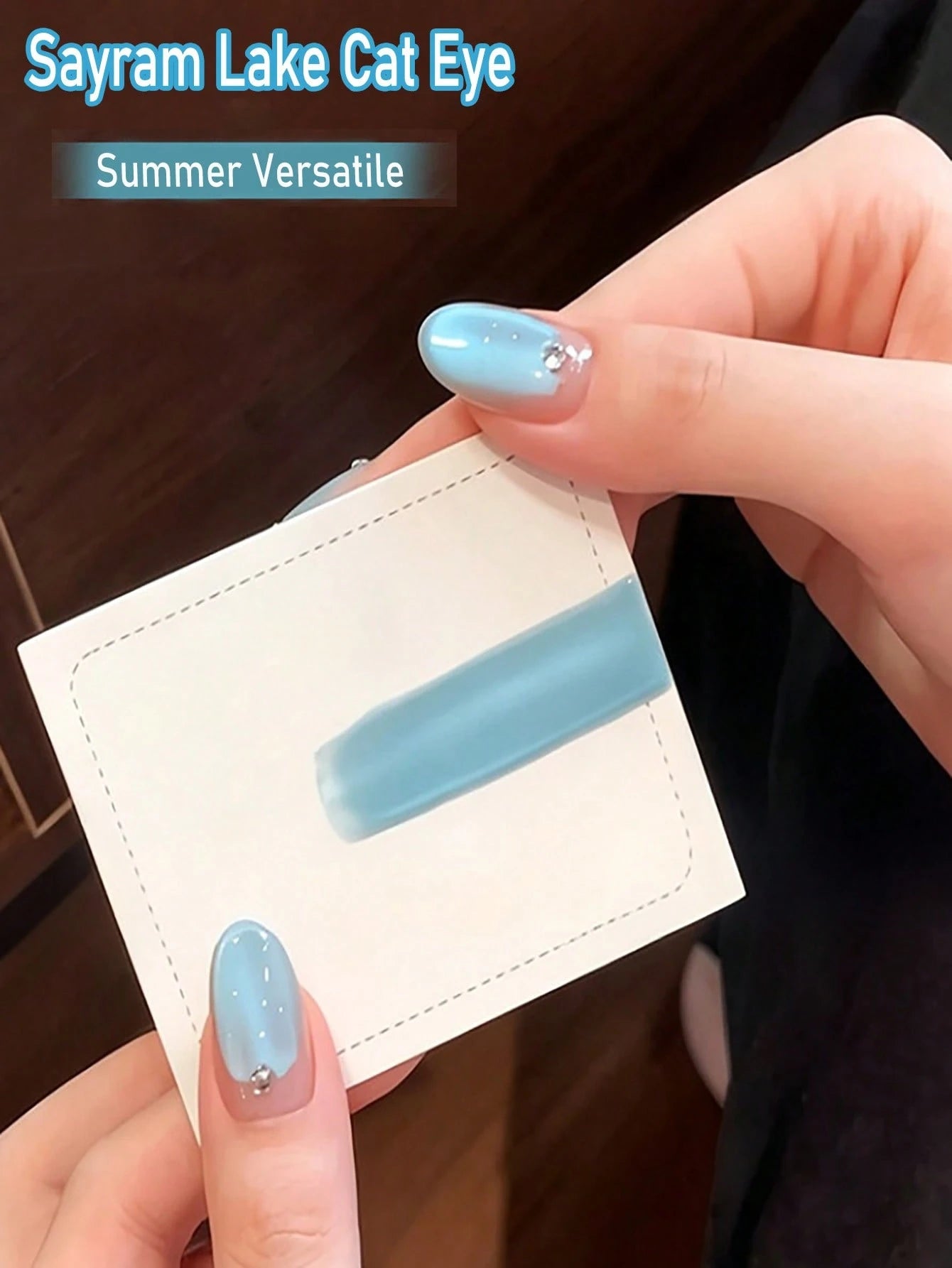 LYTTOA 10ml Light Blue Sayram Lake Cat Eye Nail Gel, Clear Shimmer Soak Off UV Gel Polish