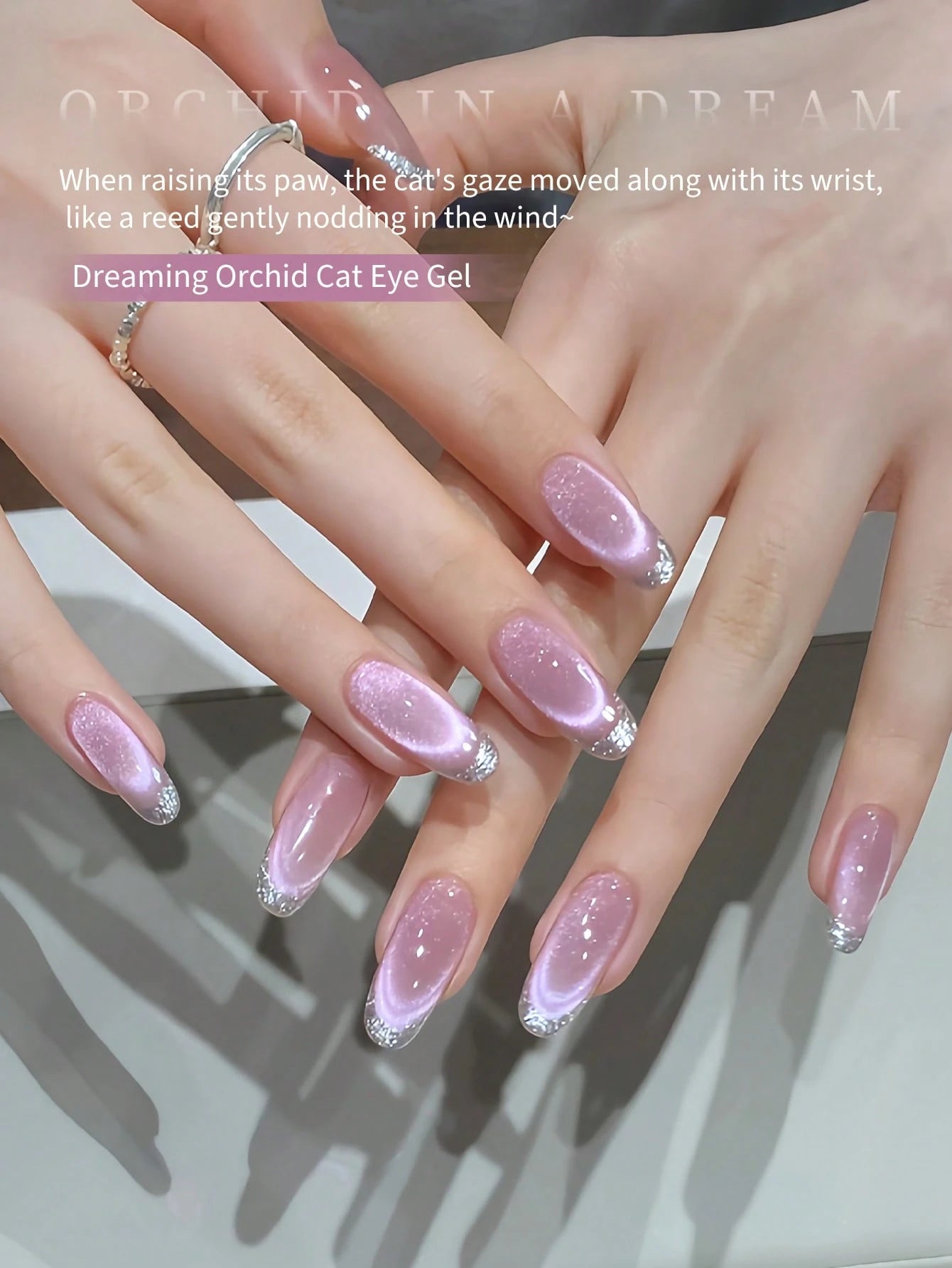 LYTTOA 10ml Light Blue Sayram Lake Cat Eye Nail Gel, Clear Shimmer Soak Off UV Gel Polish