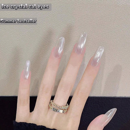 LYTTOA 10ml Light Blue Sayram Lake Cat Eye Nail Gel, Clear Shimmer Soak Off UV Gel Polish
