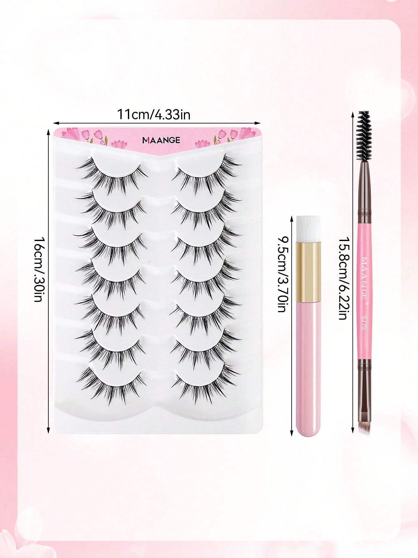 MAANGE 14 Pairs Natural Cartoon Full False Eyelashes With Ultra-Fine Stem, Cartoon Strip Lashes, Suitable For Daily Use Cartoon Style Eyelashes, With Eyebrow Brush, Travel Essential, Eyelashes, False