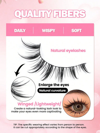 MAANGE 14 Pairs Natural Cartoon Full False Eyelashes With Ultra-Fine Stem, Cartoon Strip Lashes, Suitable For Daily Use Cartoon Style Eyelashes, With Eyebrow Brush, Travel Essential, Eyelashes, False