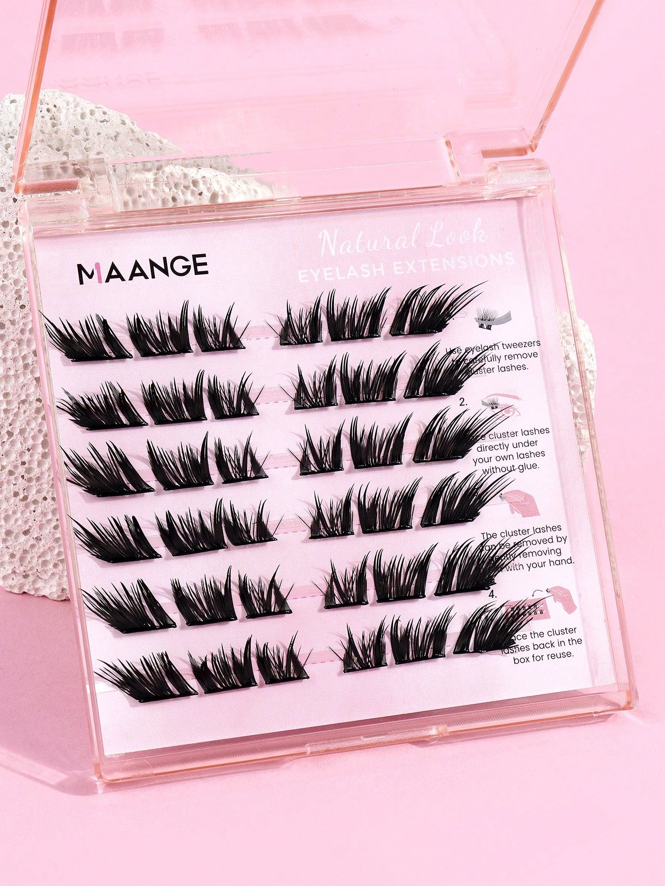 MAANGE 36 Clusters Glue-Free Self-Adhesive False Eyelashes, Ultra-Dense Fox-Style Segmented Self-Adhesive Eyelashes, Suitable For Beginners, Reusable, Portable Boxed For Travel, Commuting, Work, Datin