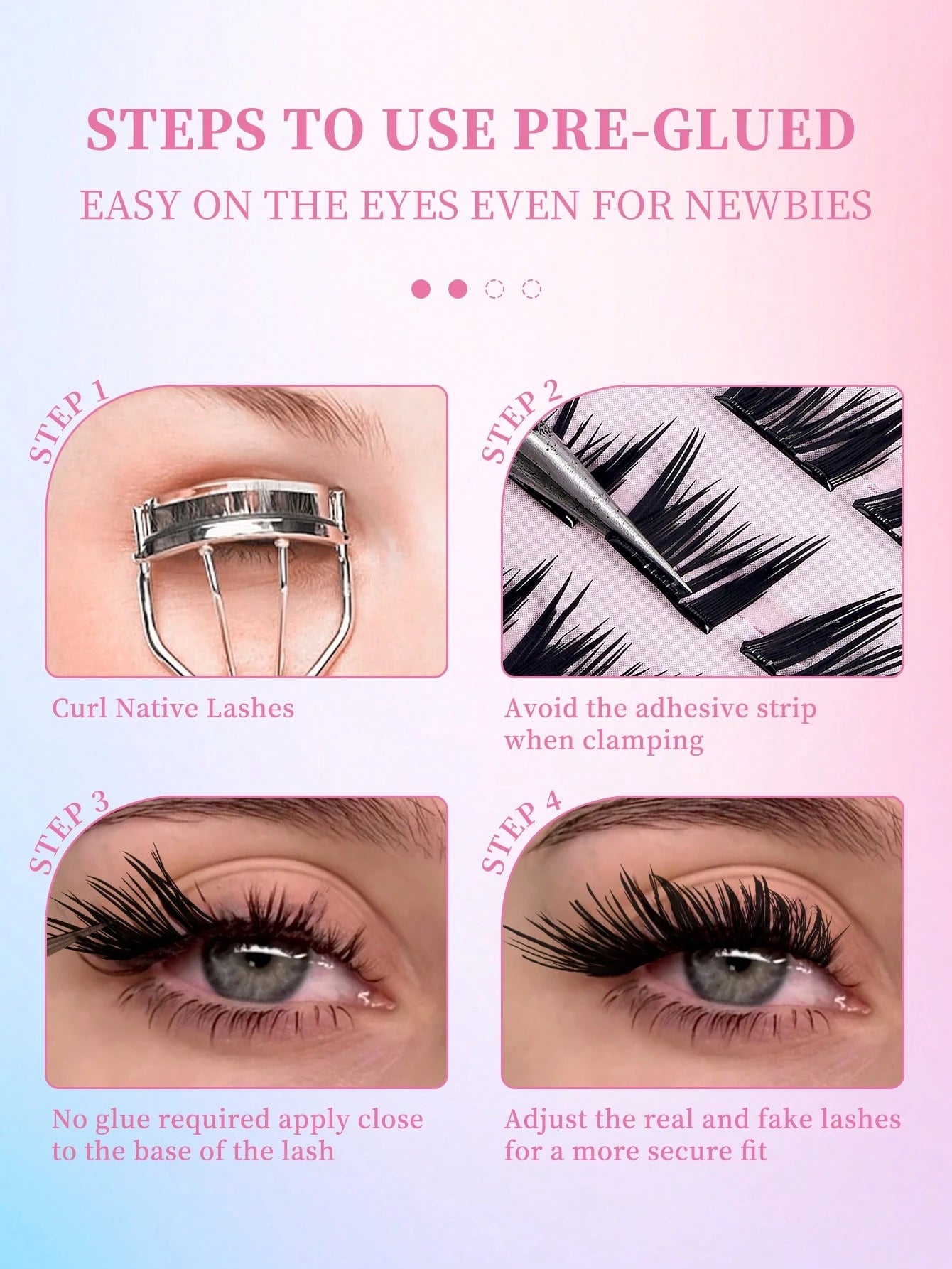 MAANGE 36 Clusters Glue-Free Self-Adhesive False Eyelashes, Ultra-Dense Fox-Style Segmented Self-Adhesive Eyelashes, Suitable For Beginners, Reusable, Portable Boxed For Travel, Commuting, Work, Datin