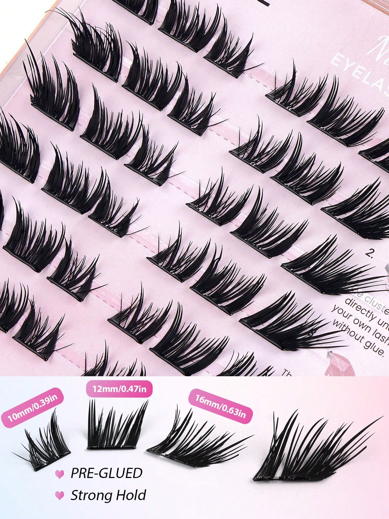 MAANGE 36 Clusters Glue-Free Self-Adhesive False Eyelashes, Ultra-Dense Fox-Style Segmented Self-Adhesive Eyelashes, Suitable For Beginners, Reusable, Portable Boxed For Travel, Commuting, Work, Datin