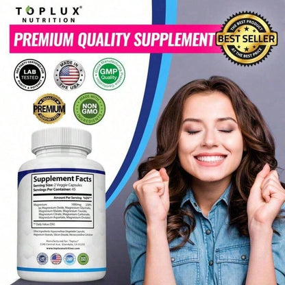 Magnesium Complex 1000mg Capsules – 3 Pack Value Bundle, Advanced Magnesium Supplement For Sleep, Muscle & Bone Support, 90 Capsules Each