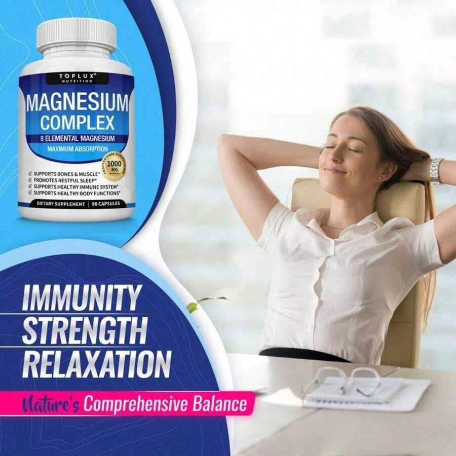 Magnesium Complex 1000mg Capsules – 3 Pack Value Bundle, Advanced Magnesium Supplement For Sleep, Muscle & Bone Support, 90 Capsules Each